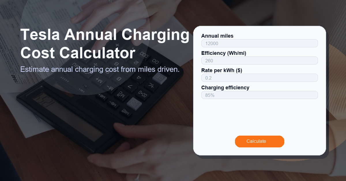 Estimate annual charging cost from miles driven.