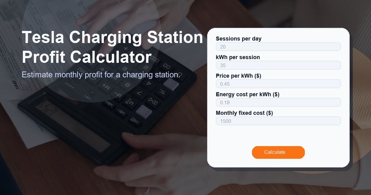 Estimate monthly profit for a charging station.