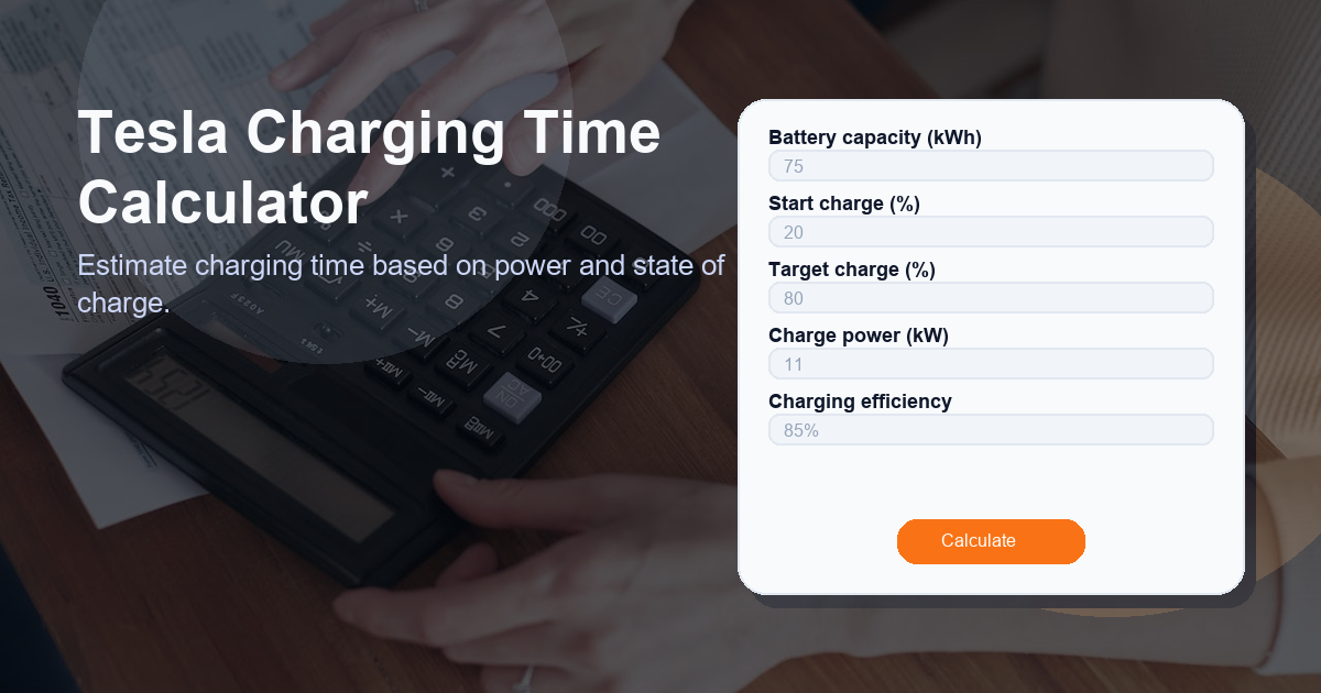 Estimate charging time based on power and state of charge.