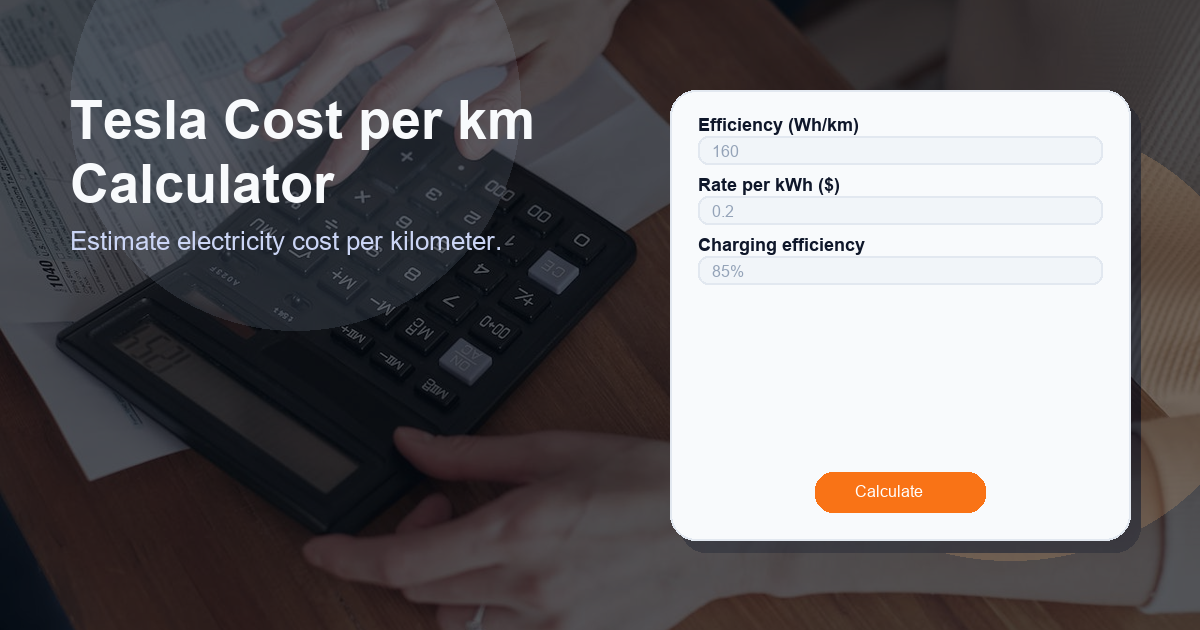 Estimate electricity cost per kilometer.