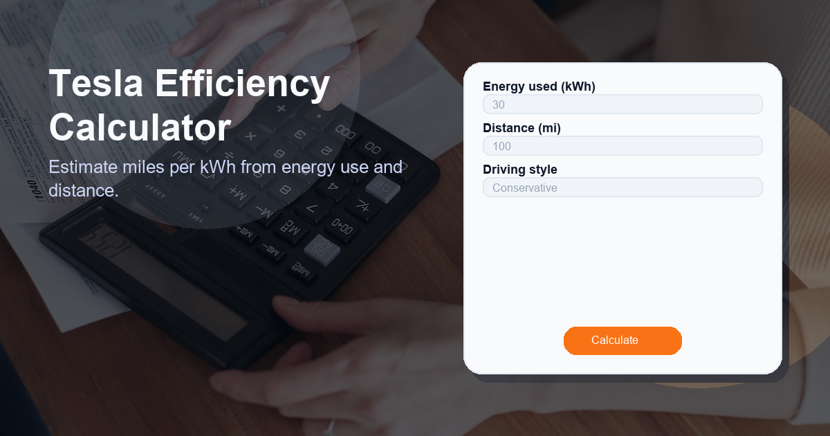 Estimate miles per kWh from energy use and distance.