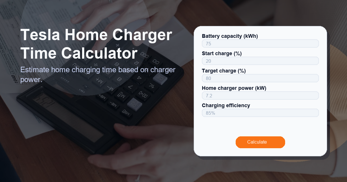 Estimate home charging time based on charger power.