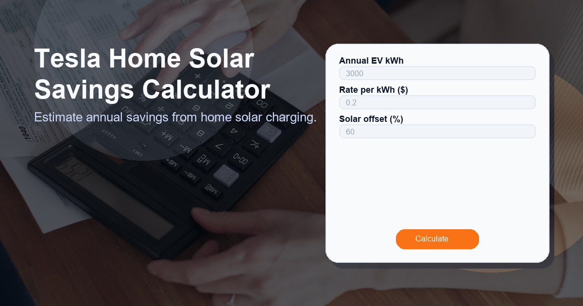 Estimate annual savings from home solar charging.