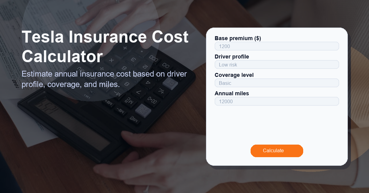 Estimate annual insurance cost based on driver profile, coverage, and miles.