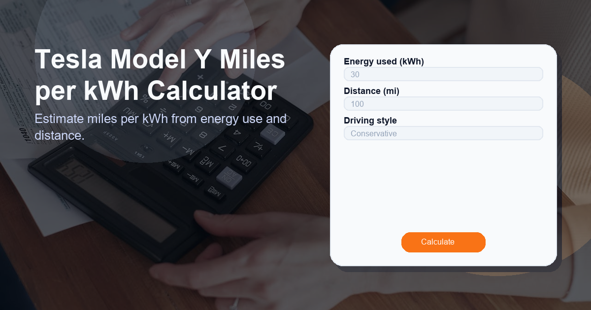 Estimate miles per kWh from energy use and distance.