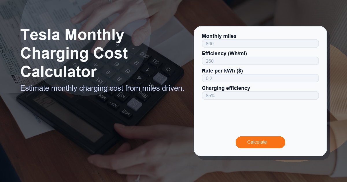 Estimate monthly charging cost from miles driven.