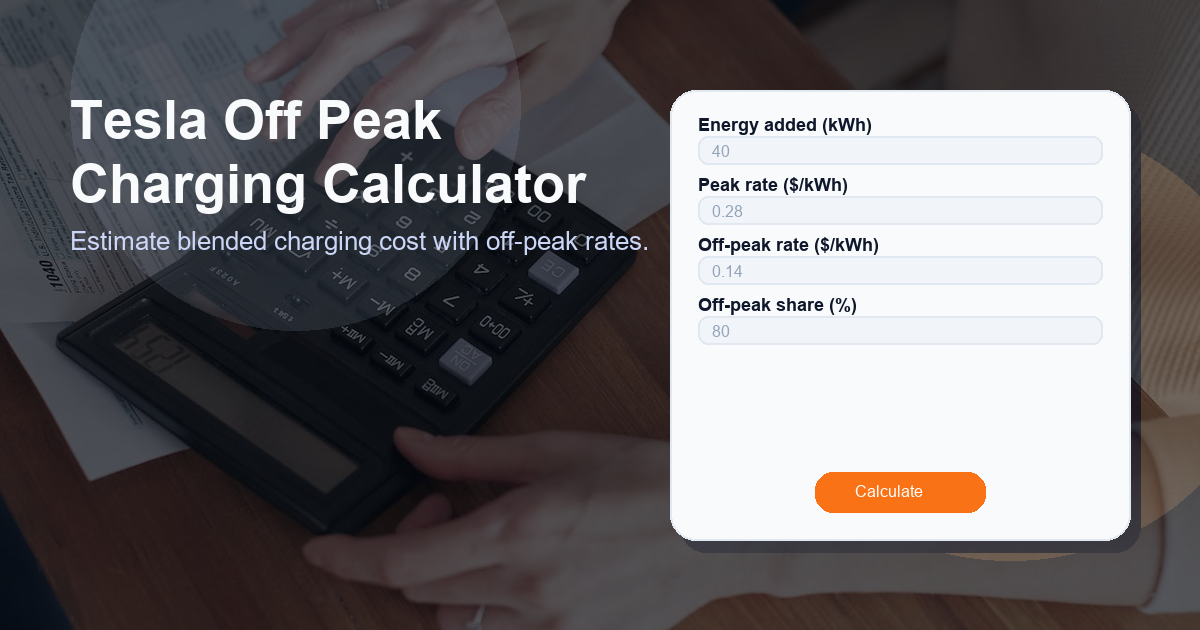 Estimate blended charging cost with off-peak rates.