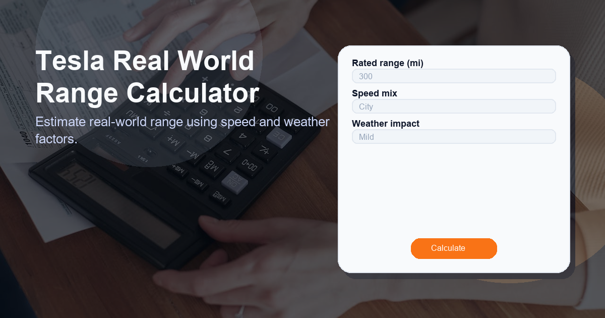 Estimate real-world range using speed and weather factors.