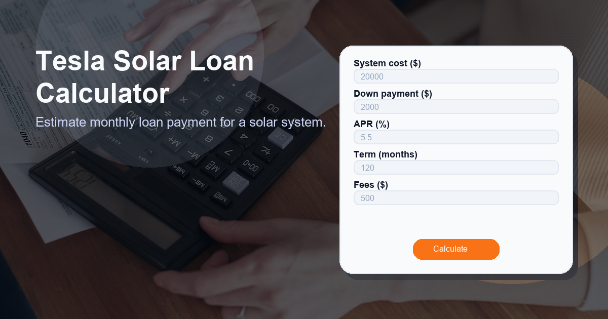 Estimate monthly loan payment for a solar system.