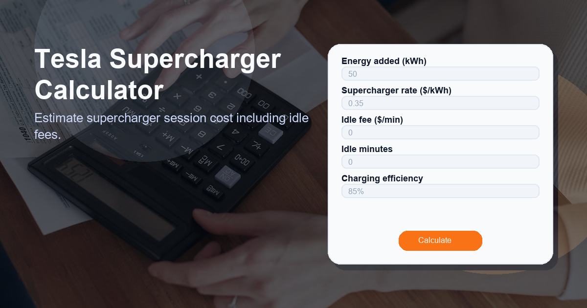 Estimate supercharger session cost including idle fees.