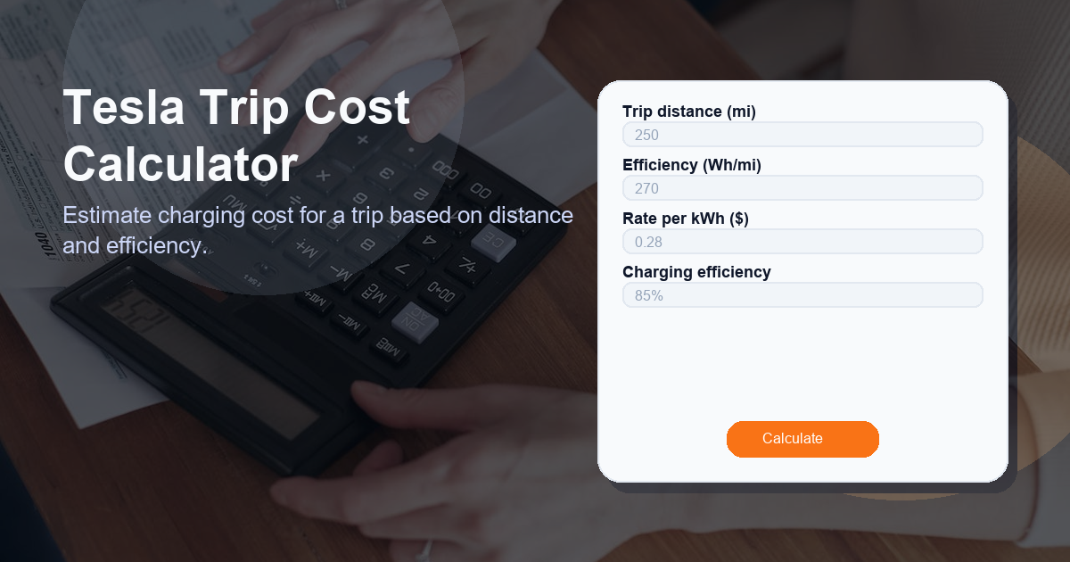 Estimate charging cost for a trip based on distance and efficiency.