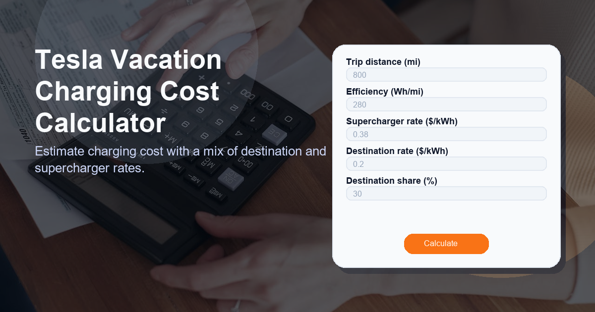 Estimate charging cost with a mix of destination and supercharger rates.