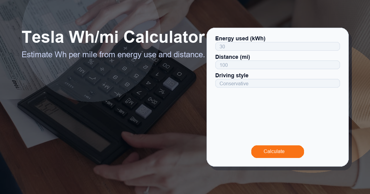 Estimate Wh per mile from energy use and distance.