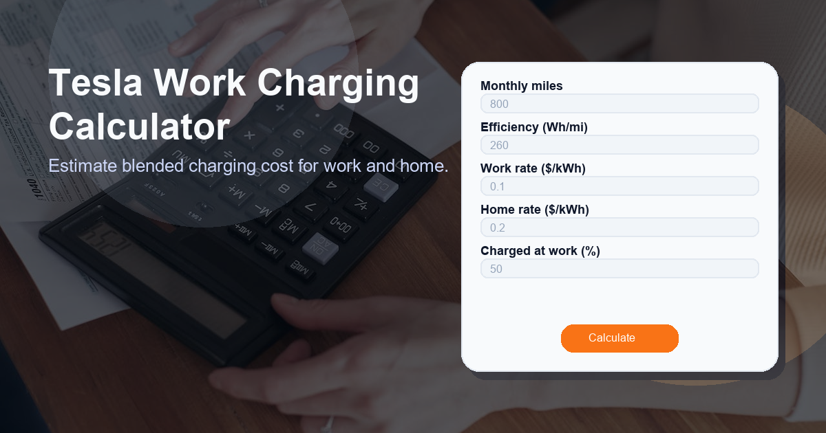 Estimate blended charging cost for work and home.